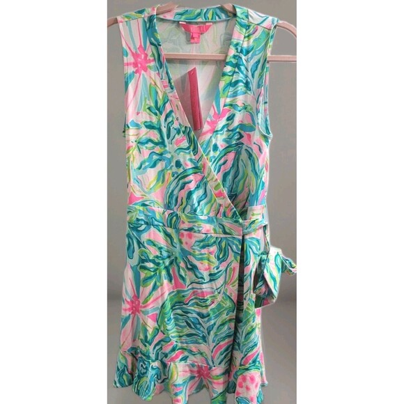 NWT Lilly Pulitzer Rilla Romper One in a Melon Shorts Wrap Sz Small Tropical - Picture 1 of 14